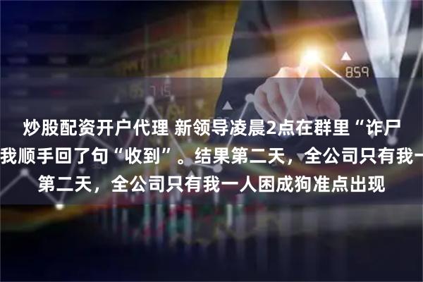 炒股配资开户代理 新领导凌晨2点在群里“诈尸”，通知4点开会。我顺手回了句“收到”。结果第二天，全公司只有我一人困成狗准点出现